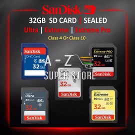 SanDisk SD CARD 32GB SanDisk Ultra Extreme or Pro Fast Memory Class 4/10 Photo Camera 4k - 1 Adapter OTG for SD/Micro SD (No Cards Included)
