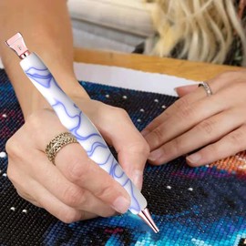 Diamond Painting Art Club Sticky Drill Dot Pen Stylus Kits Set Accessories Tool with Rose Gold Metal Stainless Steel Tip Nib Grid Multiplacers and Clay Glue for Diamond Painting Nail Gem Art WhiteBlue