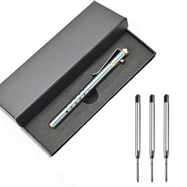 PUOSUO Bolt Action Pen,Aluminum Crown Bolt Tactical Pen,Solid Brass pen with Refills,Signature Pen for Business, Christmas, Birthday (Grey)