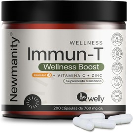 NEWMANITY Immun-T ResistAid con 300mg Vitamina C y Zinc - 200 Capsulas - Con Equinacea, Turkey Tail, Vitamina D3, Elderberry, Curcuma - Suplemento par
