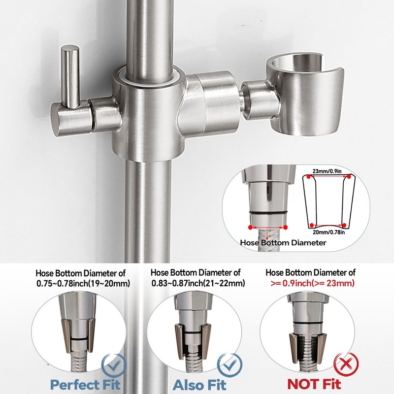 Shower Slide Bar Adjustable Handheld Shower Head Holder Wall Mount