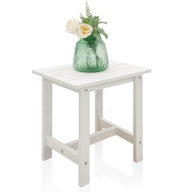 Meluvici Outdoor Side Table, Small Adirondack Side Table for Adirondack Chair - Indoor Outdoor End Table - HDPS (White)