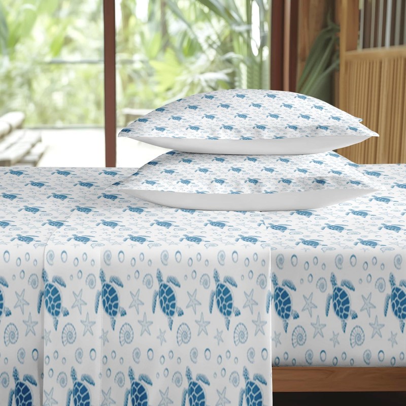 Pamnest Queen Size Bed Sheet Sets, Sea Turtle Ocean Soft