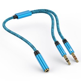 Sidpro 2 in 1 Headphone Mic Splitter for PC,3.5mm Female to 2 Daul Microphone Jack Audio Y Splitter 2 Way Adapter Cable Headset Splitter Aux Dongle for Laptop,PC,Gaming Headset,Speaker,Mic,Earphone