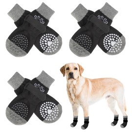 SCENEREAL 6Pcs Anti Slip Dog Socks to Prevent Licking Paws for Hot/Cold Pavement, Dog Grippy Socks for Hardwood Floors, Dog Shoes for Boots & Paw Protectors for Puppy Small Medium Large Senior Dogs
