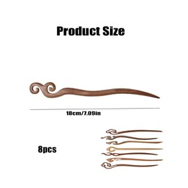 8 Pcs Handmade Wooden Hair Sticks for Women & Girls,Chinese Chignon Hair Chopsticks, Japanese Hair Pins for Long Hair & Buns, Natural Wood Accessories