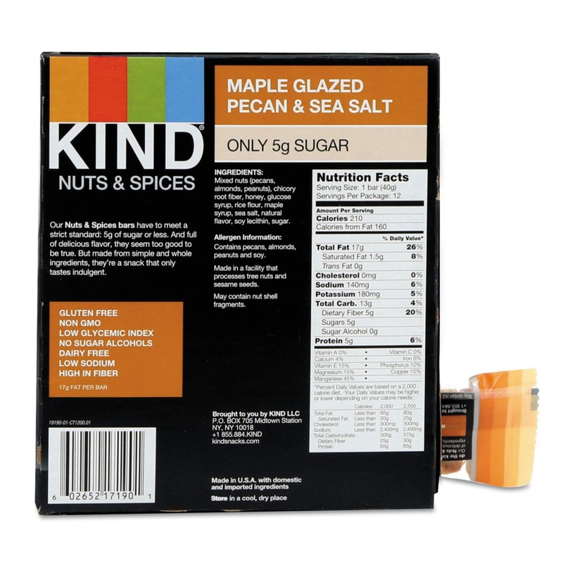 Kind Maple Glazed Pecan and Sea Salt Bar, 1.4 Ounce