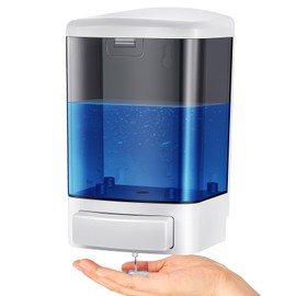 Hushee Manual Hand Soap Dispenser Plastic Wall Mounted Soap Dispenser Commercial Soap Dispenser for Liquid Containers Kitchen Hotel Restaurant Bathroom Shower Shampoo Gel, Black, 33.8oz/1000ml (1)