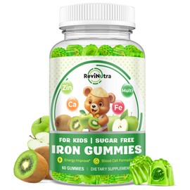 Iron Supplement Gummies for Kids - with Calcium, Zinc, Kids Multivitamin with Iron Gummies - Immune Support, Blood Builder & Energy Support for Iron Deficiency, Anemia, Vegan - 60 Gummies Grape Flavor