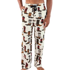 Lazy One Pajama Pants for Men, Men's Separate Bottoms, Lounge Pants, Cowboy, Cowgirl, Horse (Boot Mens Pants, Medium)