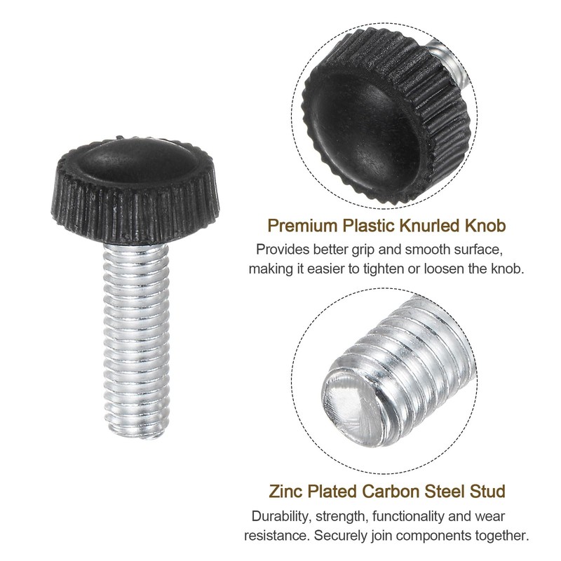 uxcell 20pcs M6 x 20mm Metric Male Thread Knurled Knobs,