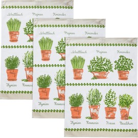 Erwin Müller Tea Towel Pack of 3 Cotton Herbs Size 50 x 70 cm