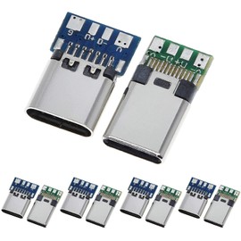 PENGLIN USB 3.1 Type C Male Female Breakout Board, USB C Male Socket Solderable Module, USB C Male Female DIY Board Pack of 10