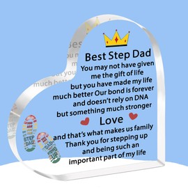 JETTOP Step Dad Gifts Acrylic Plaque Step Dad Fathers Day Gift Step Dad Birthday Christmas Gifts Bonus Dad Part of My Life