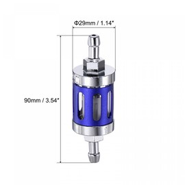 sourcing map Universal In Line Petrol Gas Fuel Gasoline Oil Filter with Brass Filter Element, Blue
