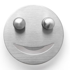 Dlilise Stainless Steel Smiley Face Sponge Daddy Holder, Brushed Silver Sink Caddy Organizer with Suction Cup Installation for Kitchen, Keep Happy Face Sponge Clean and Dry