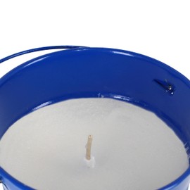 Vela de Citronela PISUMMA VCC1PZ | Cubeta de Acero Azul Elegante y Duradera | Repelente Natural Contra Mosquitos | Aroma Fresco y Ambiente Libre de Mosquitos | Para Exteriores | 11.5 x 13.5 cm