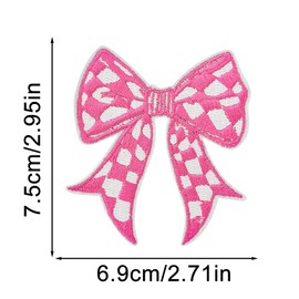 18PCS Bow Iron On Patches Cute Colorful Checkered Embroideried Appliques for Clothing Clothes Jeans Jackets Backpacks Dress Trucker Hats Denim Bags for Girls Women Repair DIY Craft Decoration