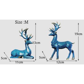 2 Pieces Christmas Reindeer Figurines Decor Nordic European Style Deer Statue Fireplace Window Desk Bedroom Shelf Ornament for Home Living Room Office Decoration (Blue,Medium)