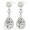 Kara Nicole Silver Wedding Earrings Crystal Rhinestone Big Long Drop