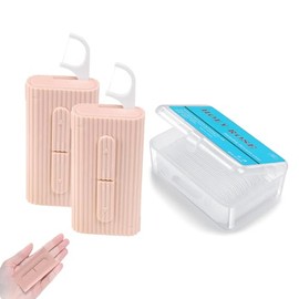 Holy rose Dispensador de Hilo Dental Portátil, 2 Estuches, Estuche Portátil para Púas de Hilo Dental con Varillas de Hilo para Adultos, 80 Unidades, Estuche para Palillos de Dientes Perfecto para El H