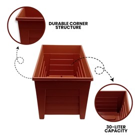 SIDSON 55cm Window Trough Planter – Large Rectangular Plastic Flower Pot for Indoor & Outdoor Use - Durable, Weather-Resistant & Lightweight - Perfect for Balcony Patio Garden & Herbs (6, Terracotta)