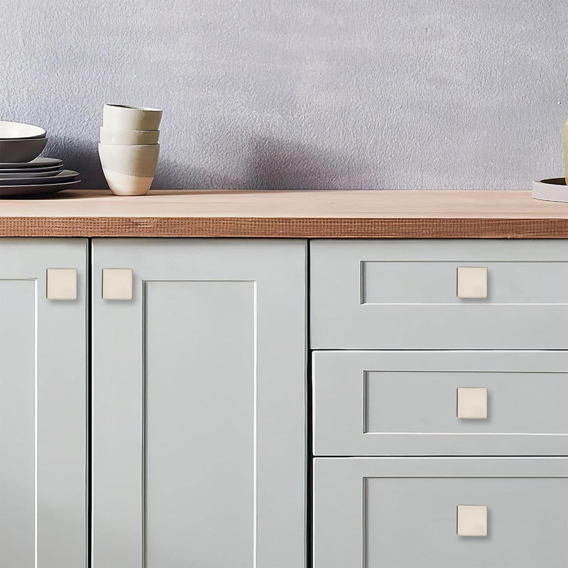 khtumeware Polished Nickel Cabinet Knobs 10 Pack Drawer Pulls Square