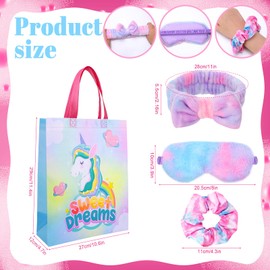 THE KING HIS QUEEN 30 PCS Spa Party Favors for Girls 6 Sets Robes Sleepover Party Supplies Sleeping Eye Mask Spa Headband Wristband Tote Bags for Girl Kids Sleepover Birthday Spa Party