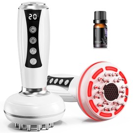 4-in-1 Lymphatic Drainage Massager & Anti Cellulite Massage Tool, Body Sculpting Massager for Legs, Arms & Belly, Reduce Cellulite, Stretch Marks with Heat, Light & Vibration, Pearl White