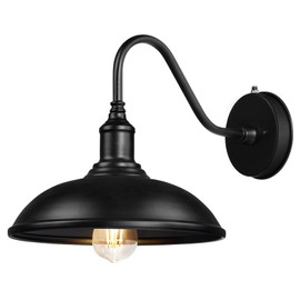 Naurham Dusk to Dawn Exterior Farmhouse Lighting Barn Light Fixture for House with Anti-ponding Bottom, Outdoor Barn Light Gooseneck Lighting for Garage Patio Porch (9.4" Diameter, 1 PC)