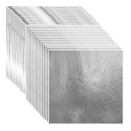 PLABBDPL 14 x 14 cm Silver Leaf Imitation Leaf 100 Pieces for Arts Project Craft Decoration, Gilding Crafts, DIY Creation (Silver)