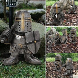 Swtgaah Knight B Garden Gnome Statue Knight Gnome Sculpture Knight Guardian Sculpture Garden Gnome Ornaments Suitable for Gardens, Lawns and Courtyards