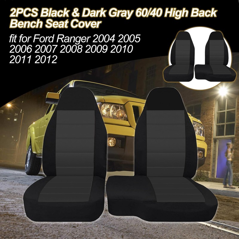ESMING 2PCS 60/40 High Back Bench Seat Cover for Ford