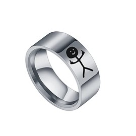 COLORFUL BLING Funny Doodle Matching Promise Rings for Couples Best Friends Romantic Wedding Engagement Finger Bands Friendship Valentine's Day Gift-Silver 8