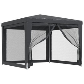 YAFF Party Tent with 4 Mesh Sidewalls Anthracite 9.8'x9.8' HDPE,Canopies & Gazebos-319229