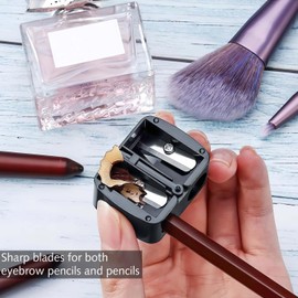 Set of 2 Universal Make-Up Sharpeners, Precision Sharpener for Kajal, Eyeliner, Lipstick & Eyebrow Pencils, with Sharp Blades, Handy for Travel