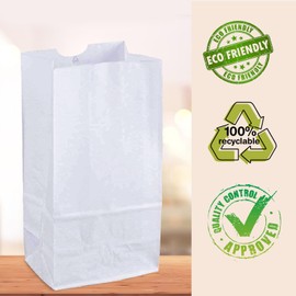 4lb White Paper Bags-Lunch Bags, Craft Bags, Grocery Bags- Pack of 500ct