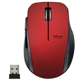 Elecom M-FBL01DBXSRD Mouse Wireless (Receiver Included) M Size, 5 Buttons (Back/Forward Buttons), Quiet, Red