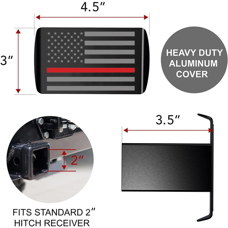 Thin Red Line Firefighter USA Flag Trailer Hitch Cover- Gifts