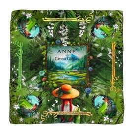 Universal Zone Anne of Green Gables by L.M. Montgomery Square Satin Scarf. Neck Scarf, Headscarf, Bag Scarf, Shawl. Bookish Gift, Green Scarf