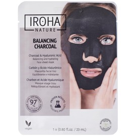 Iroha Nature - Ausgleichende und feuchtigkeitsspendende Tiso-Gesichtsmaske mit Kohle und Hyaluronsäure | Tiefenreinigung für saubere und makellose Haut | Ergebnisse in 15 Minuten | 100% vegan