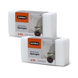 Superio Miracle Eraser Sponges - 12 Count - Effective Cleaning for Kitchen, Bathroom, Walls & More