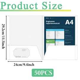 50 Pack 2-Pocket Glossy Presentation Folders, Letter Size Paper Portfolios with Pockets, Laminated File Folders for Teachers, Office, and Workplace Use