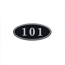 XILIWU Room Number Plate with Double Sided Tape Oval Acrylic Thickness 0.08 x 1.7 inches (10 x 4.4 cm) Black Sticker Sticker Sticker Weatherproof Water Resistant Outdoor (101)