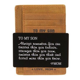 FAYERXL Minimalist Wallets Gift for son daughter from Mom Dad Slim Wallet RFID Front Pocket Wallet (Mom to my son)