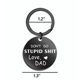 Funny Birthday Gifts for Son Daughter from Dad Don't Do Stupid Keychain Funny Sarcasm Gift for Women Men Friend Teenager Boy Girl Humor Gag Gifts Dad to Kid Stocking Stuffer
