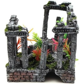 JGZTJXNK Aquarium Decorations, Columns of The Roman Forum, Vintage Ruins Roman Greek Columns, Fish Hiding in Caves