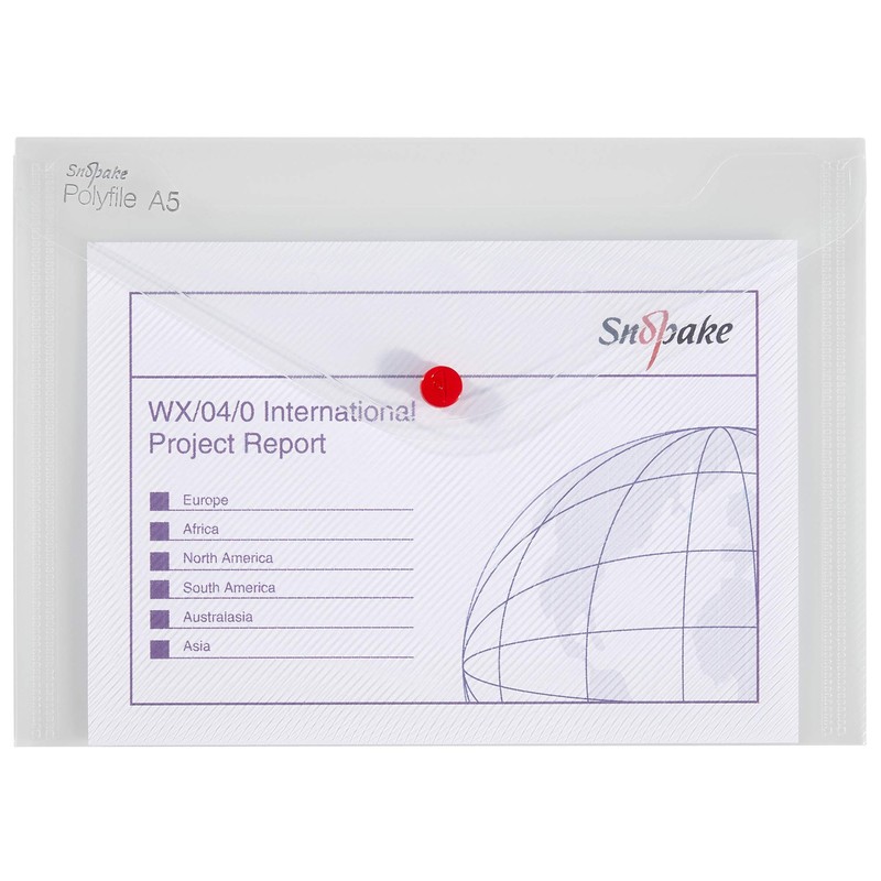 Snopake 11395 Polyfile A5 Popper Wallet File with Press Stud