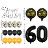 Black 60th Birthday Decorations Party Supplies-Silver Happy 60th Birthday Banner
