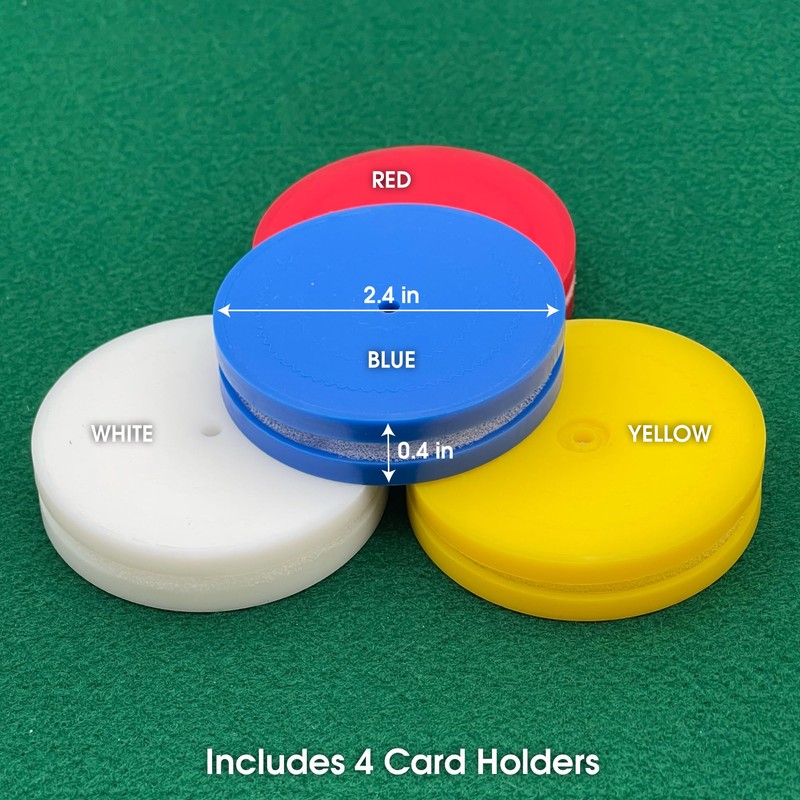 4 Piece Round Card Holders in Red, White, Yellow &